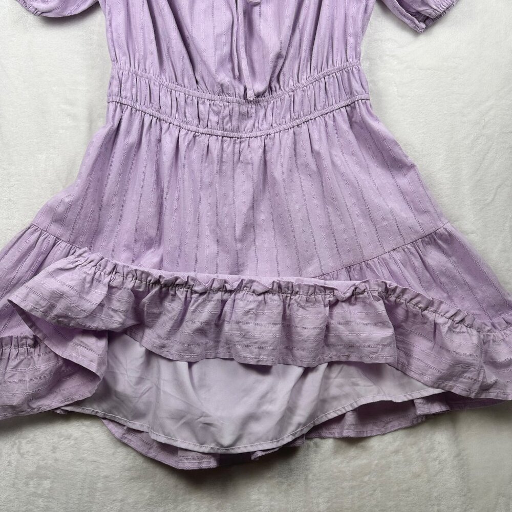 Lost + Wander Lavender Puff-Sleeve Feminine Mini Dress Size L Flowy Cottagecore - Picture 9 of 11